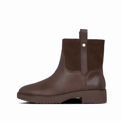 Fitflop Women's SIGNEY Mixte Leather Ankle Boots - Chocolate Brown, YC8459012